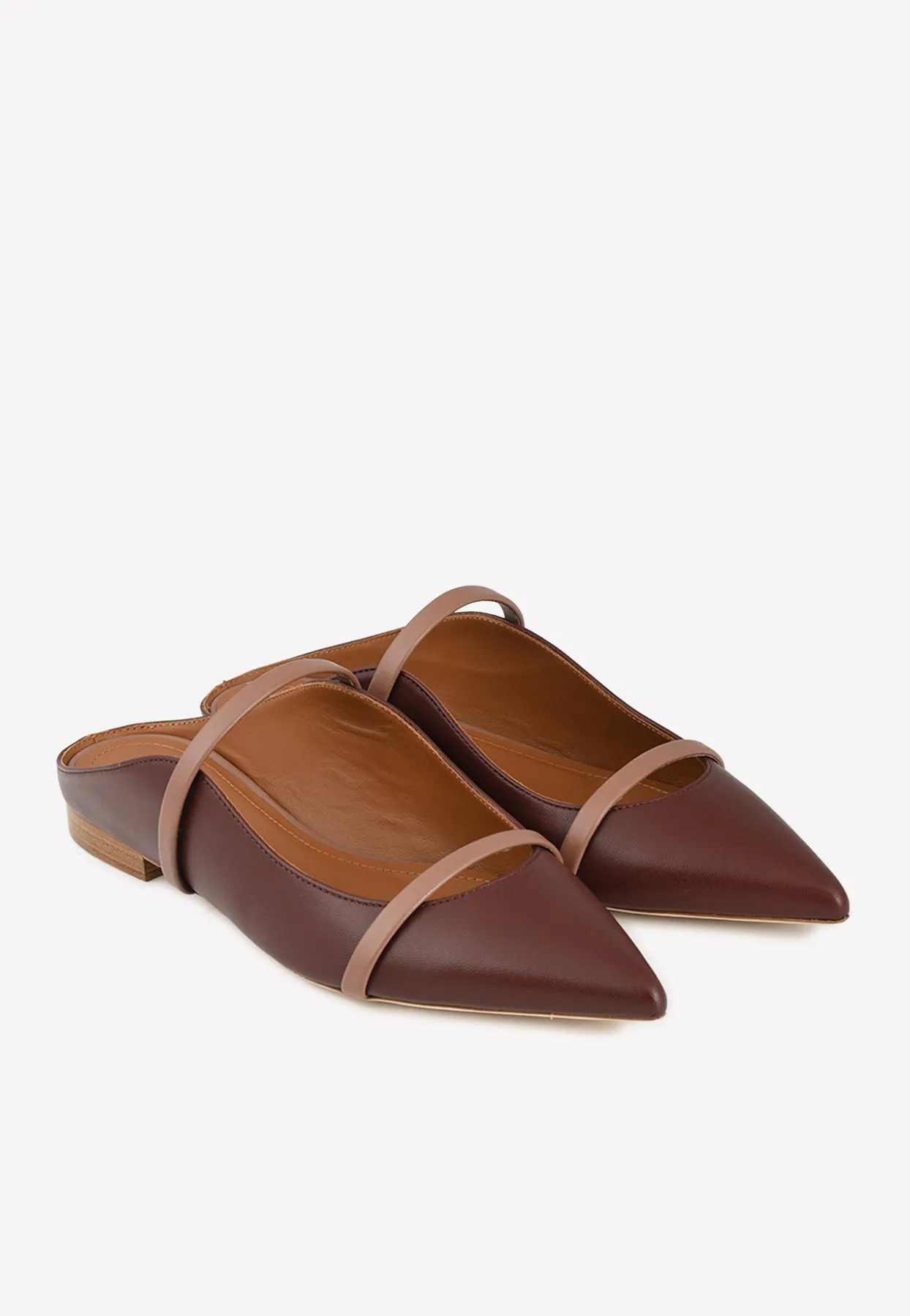Maureen Pointed Flat Mules in Nappa Leather