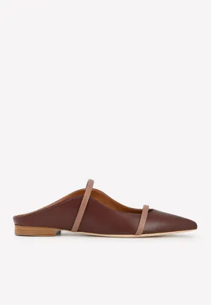 Maureen Pointed Flat Mules in Nappa Leather