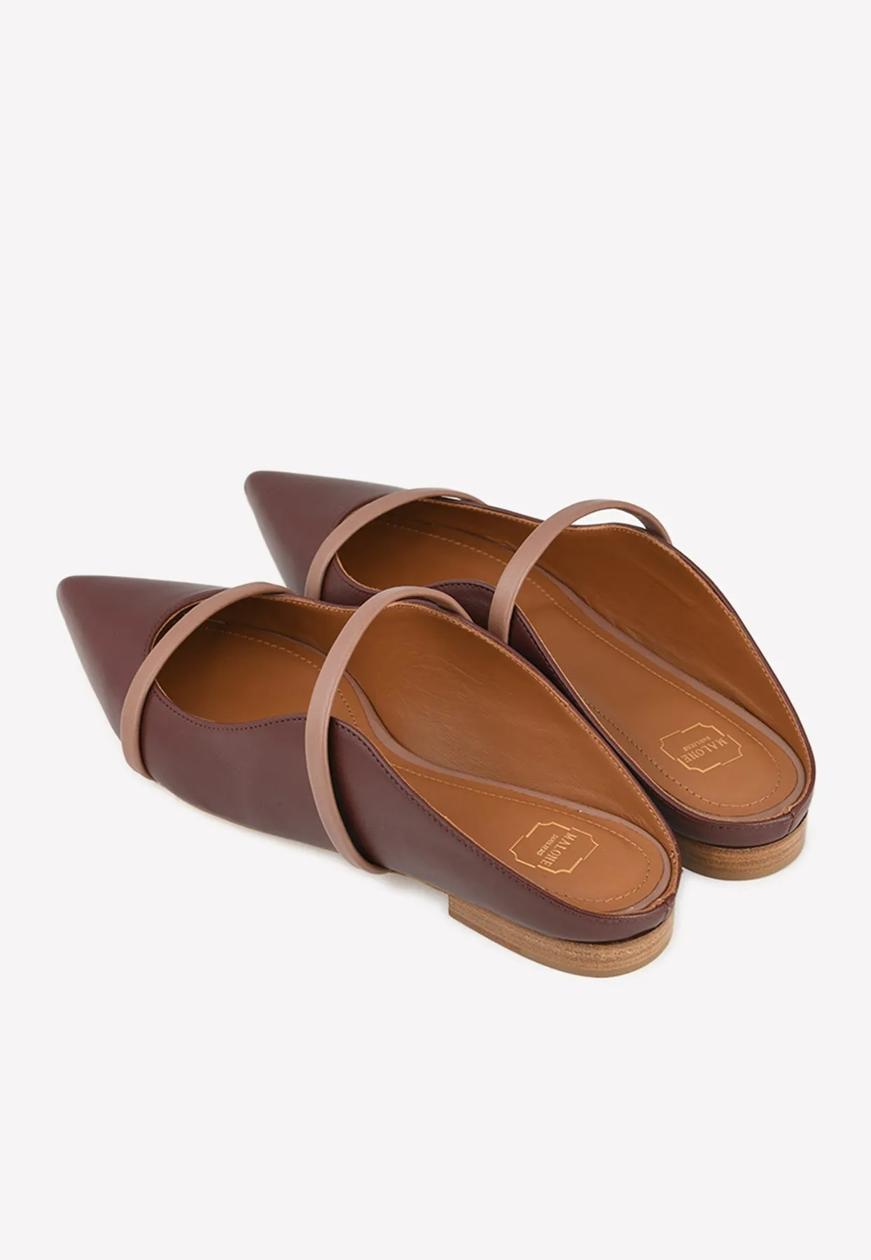 Maureen Pointed Flat Mules in Nappa Leather