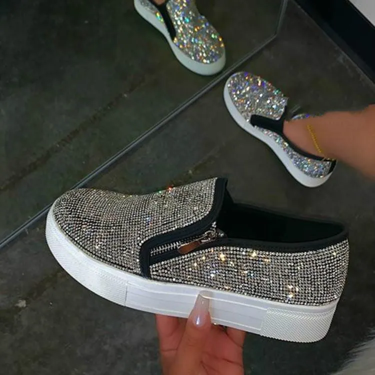 Melissa – Large Size Rhinestone Casual Flats