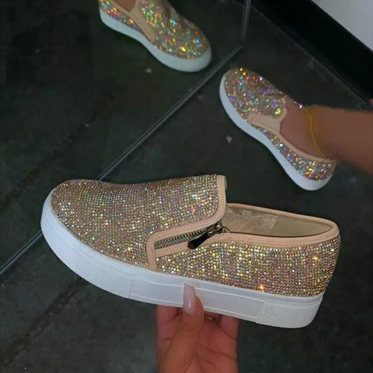 Melissa – Large Size Rhinestone Casual Flats