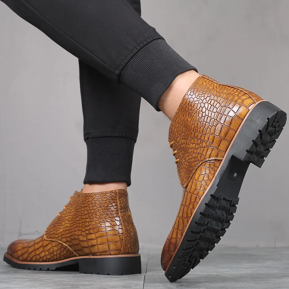 Men's Embossed Casual Boots