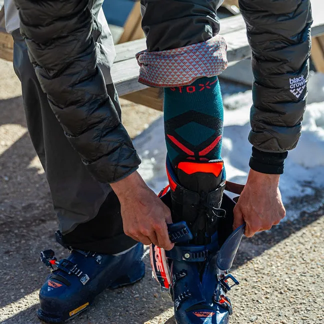 Merino Skiing Socks Men | Silver Grey / Barolo