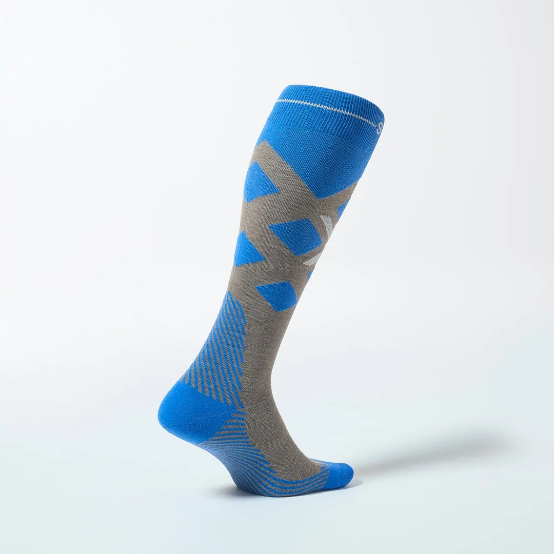 Merino Skiing Socks Women | Taupe / Cobalt