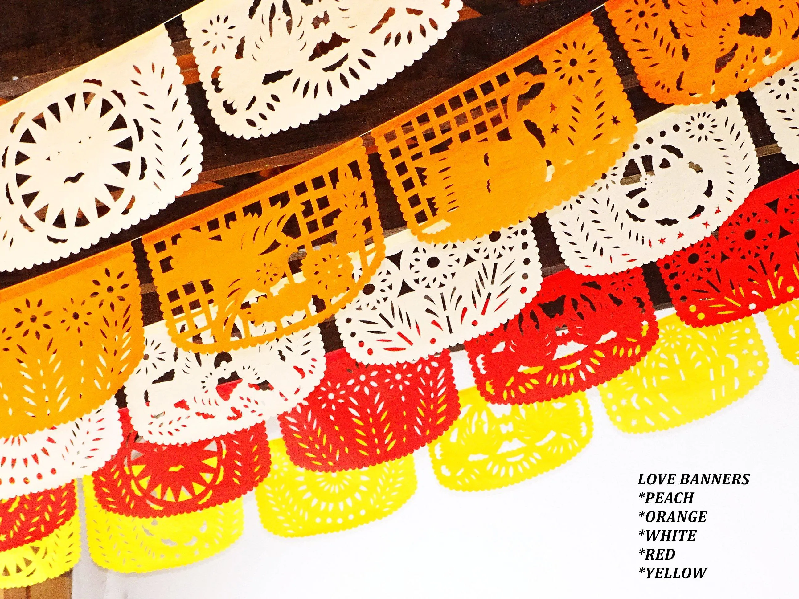 Mexican Papel Picado Banner in Warm Colors (5 Pack)