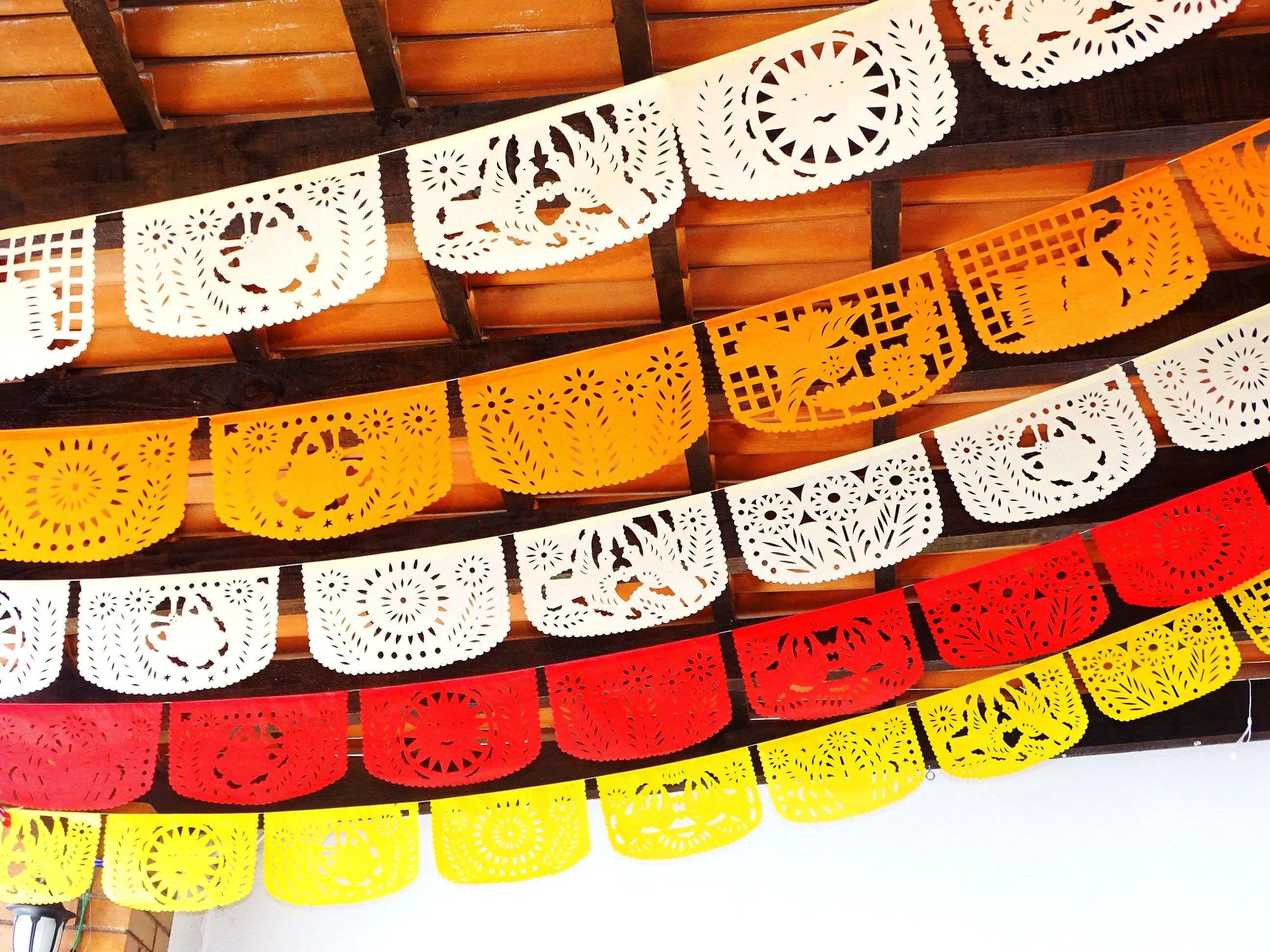 Mexican Papel Picado Banner in Warm Colors (5 Pack)