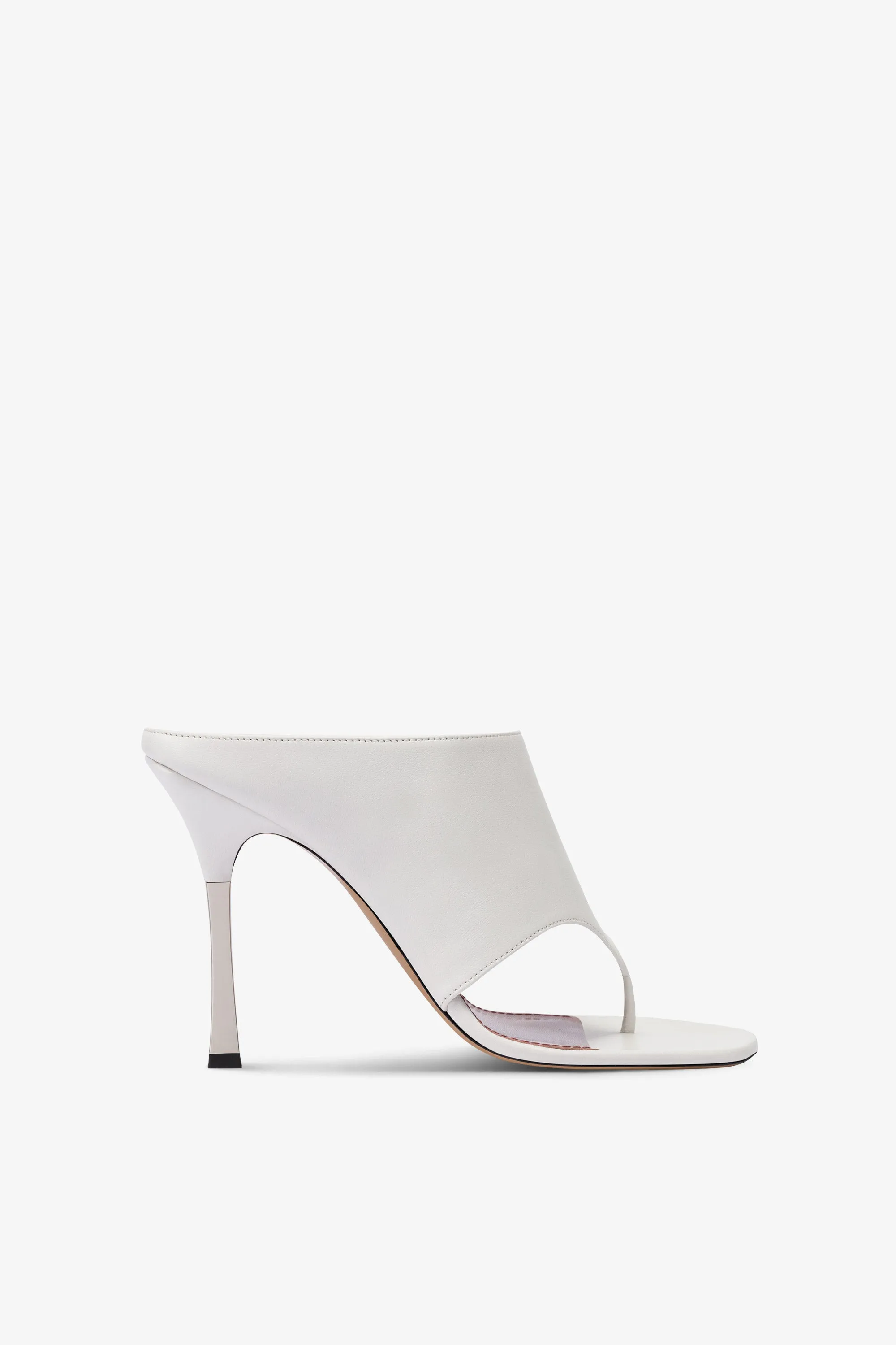 Mules in white leather