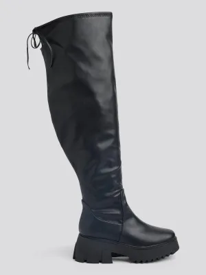 Nadine Wide Calf Over-The-Knee Lug Sole Boots