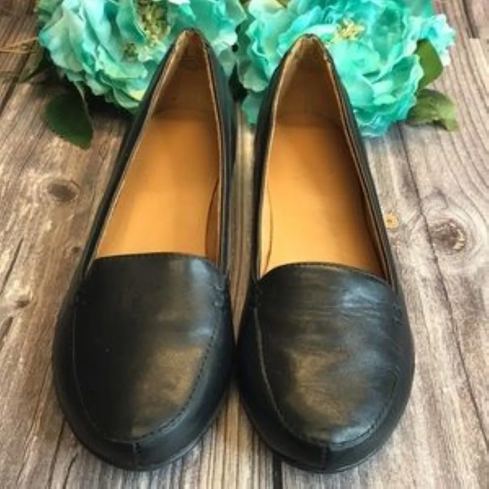 NATURALIZER Saban Black Leather Flats 6.5M