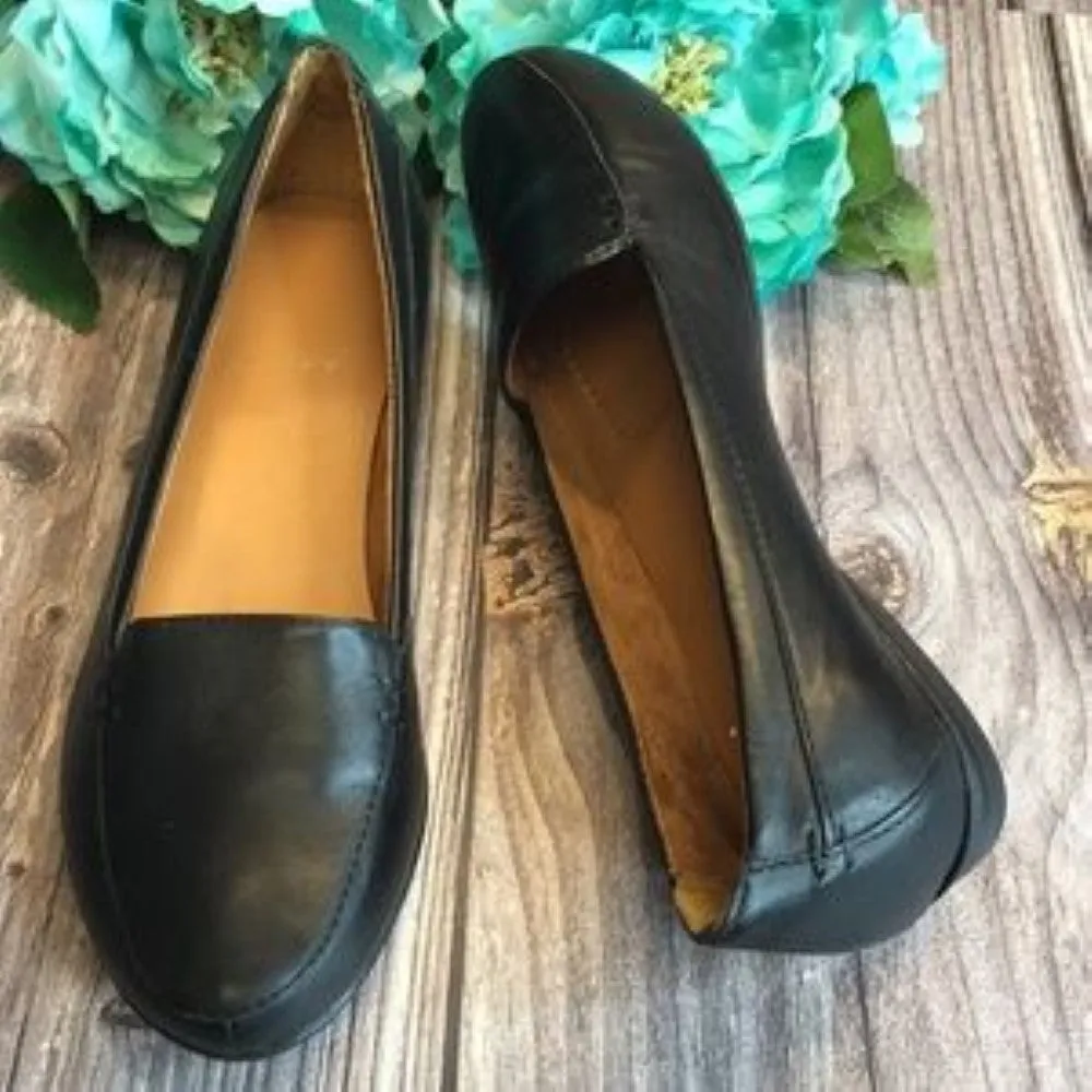 NATURALIZER Saban Black Leather Flats 6.5M
