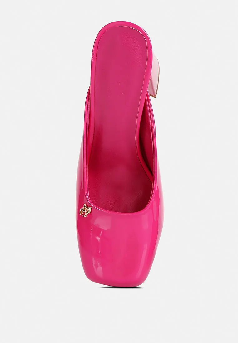 Neoplast Patent Pu Block Heeled Mules By Ruw