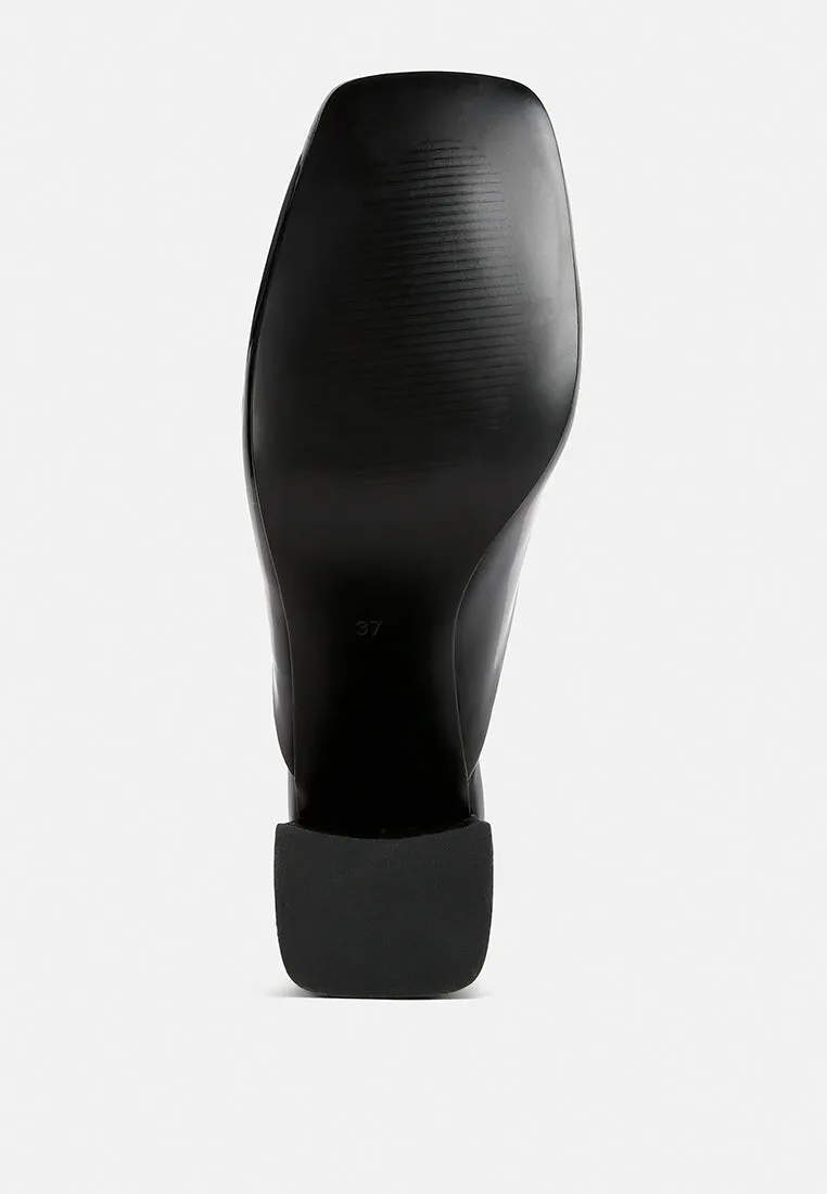 Neoplast Patent Pu Block Heeled Mules By Ruw