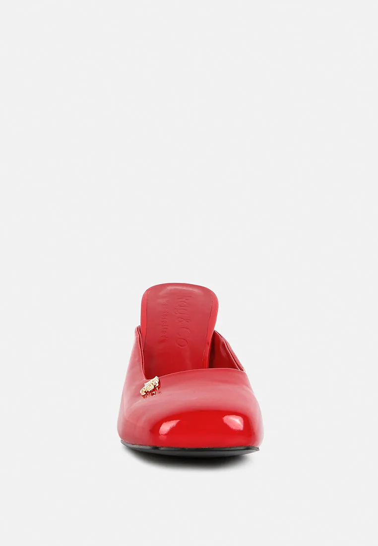 Neoplast Patent Pu Block Heeled Mules By Ruw