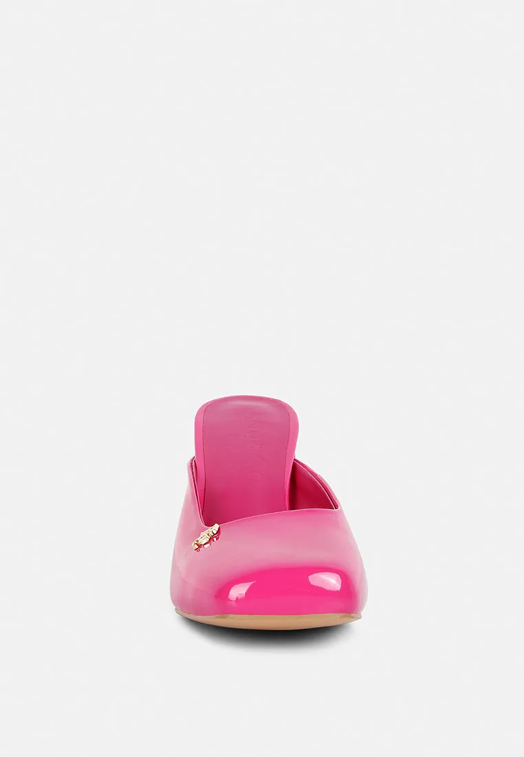 Neoplast Patent Pu Block Heeled Mules By Ruw