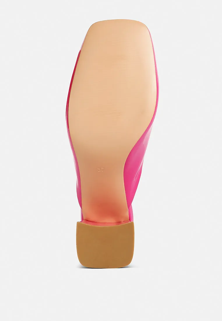 Neoplast Patent Pu Block Heeled Mules By Ruw