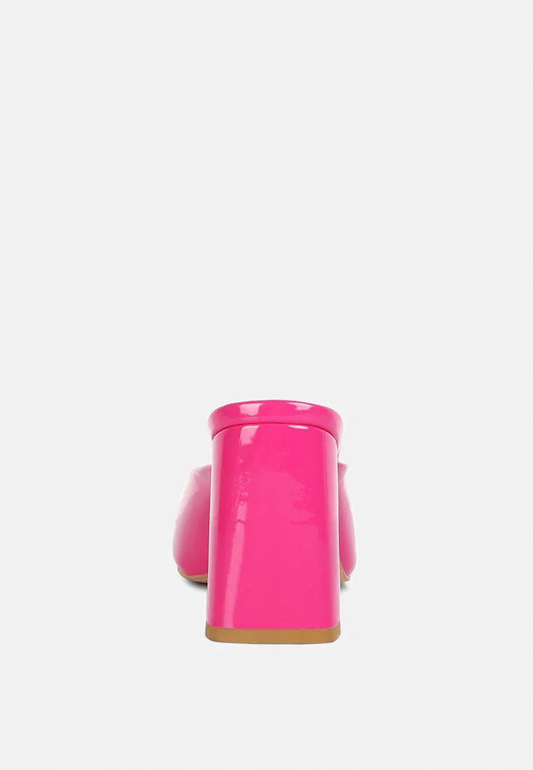 Neoplast Patent Pu Block Heeled Mules By Ruw