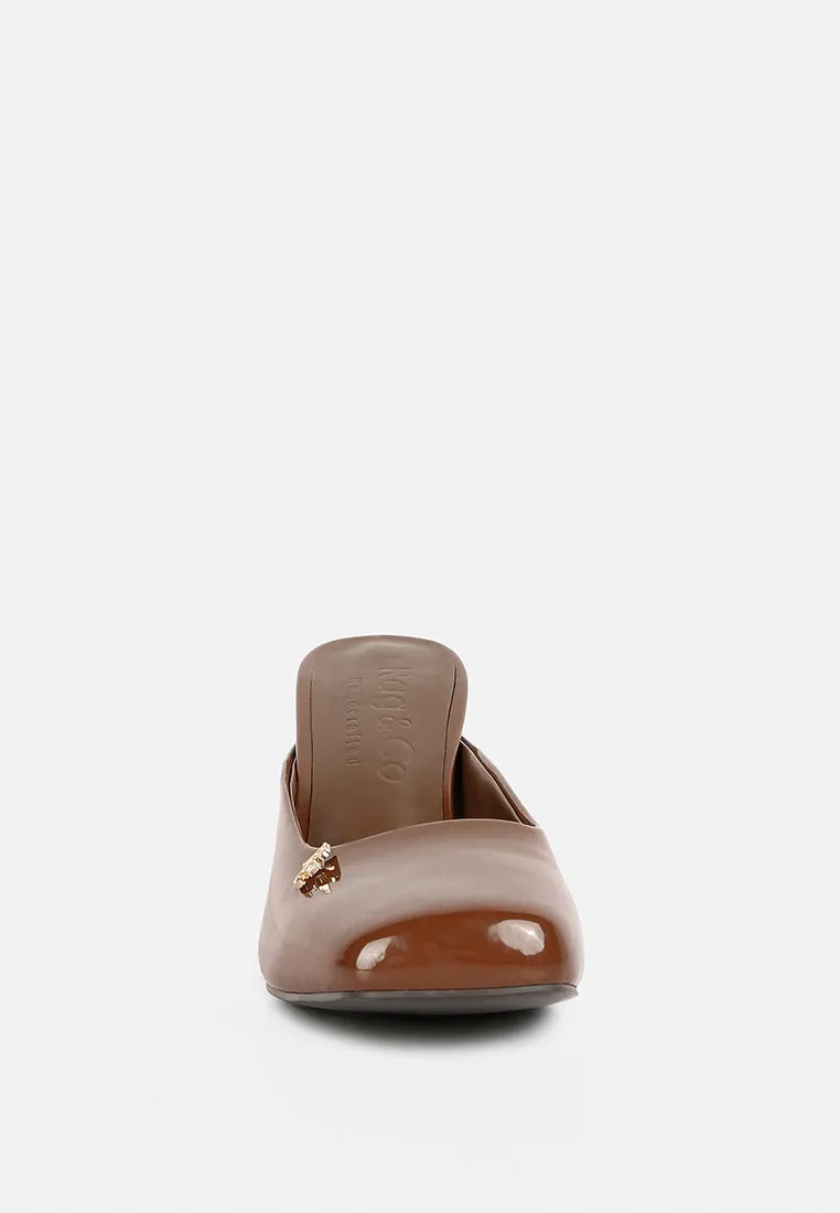 Neoplast Patent Pu Block Heeled Mules By Ruw