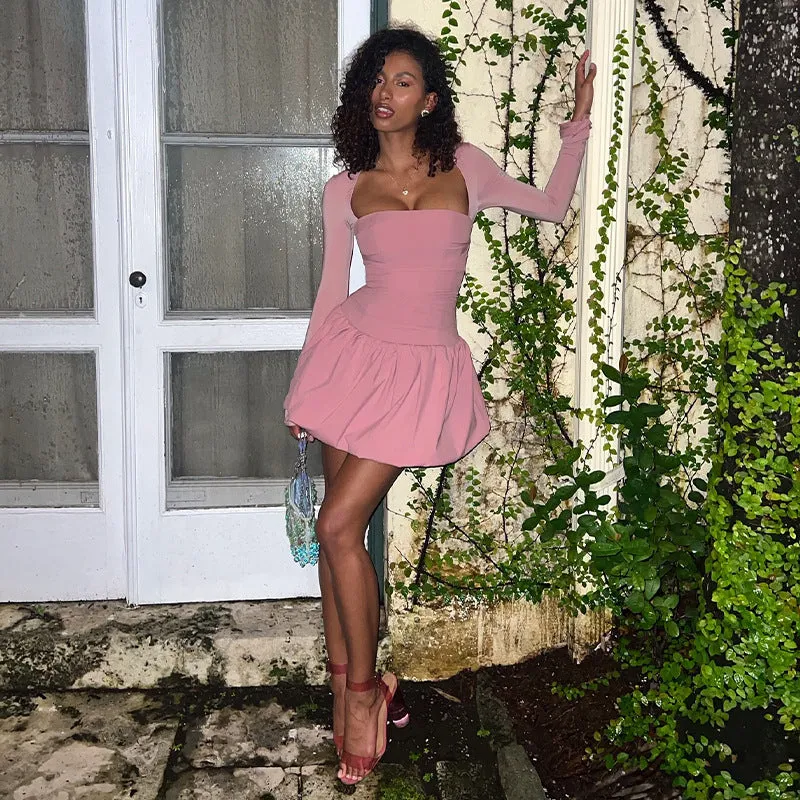 New Women's Clothing for Autumn! Solid Color Temperament Bud Skirt Strapless Long-Sleeved Slim-Fitting Dress. C-241023-5