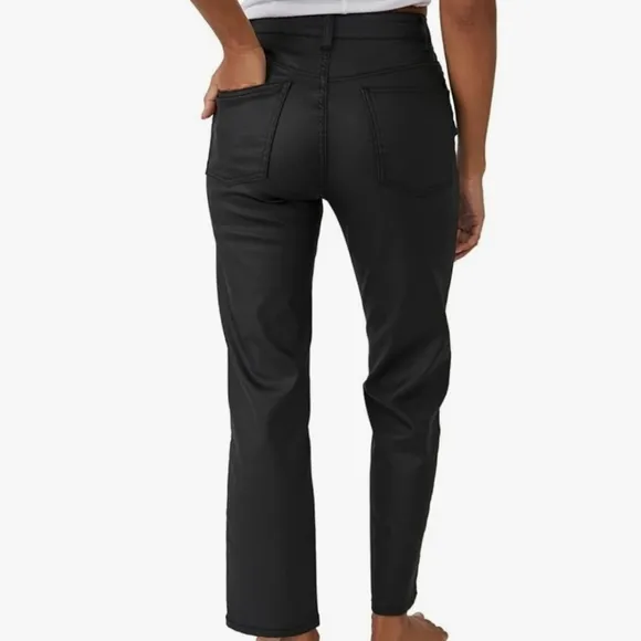 NWT We The Free Pacifica High Rise Slim Straight Leg Black Coated Jeans