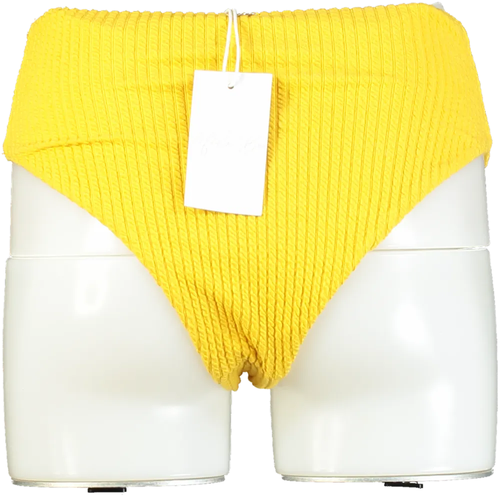 Orfila Bee Yellow High-Waisted Ribbed Bikini Bottoms UK 6