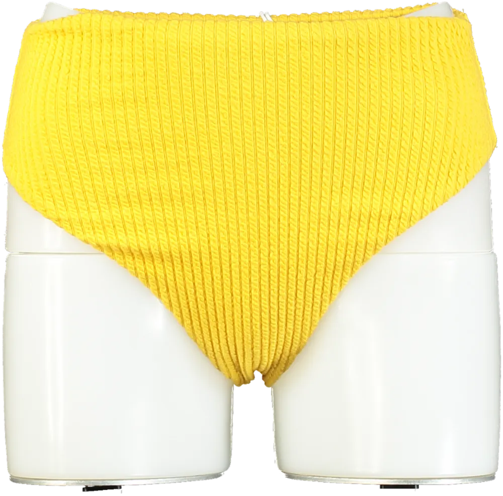 Orfila Bee Yellow High-Waisted Ribbed Bikini Bottoms UK 6