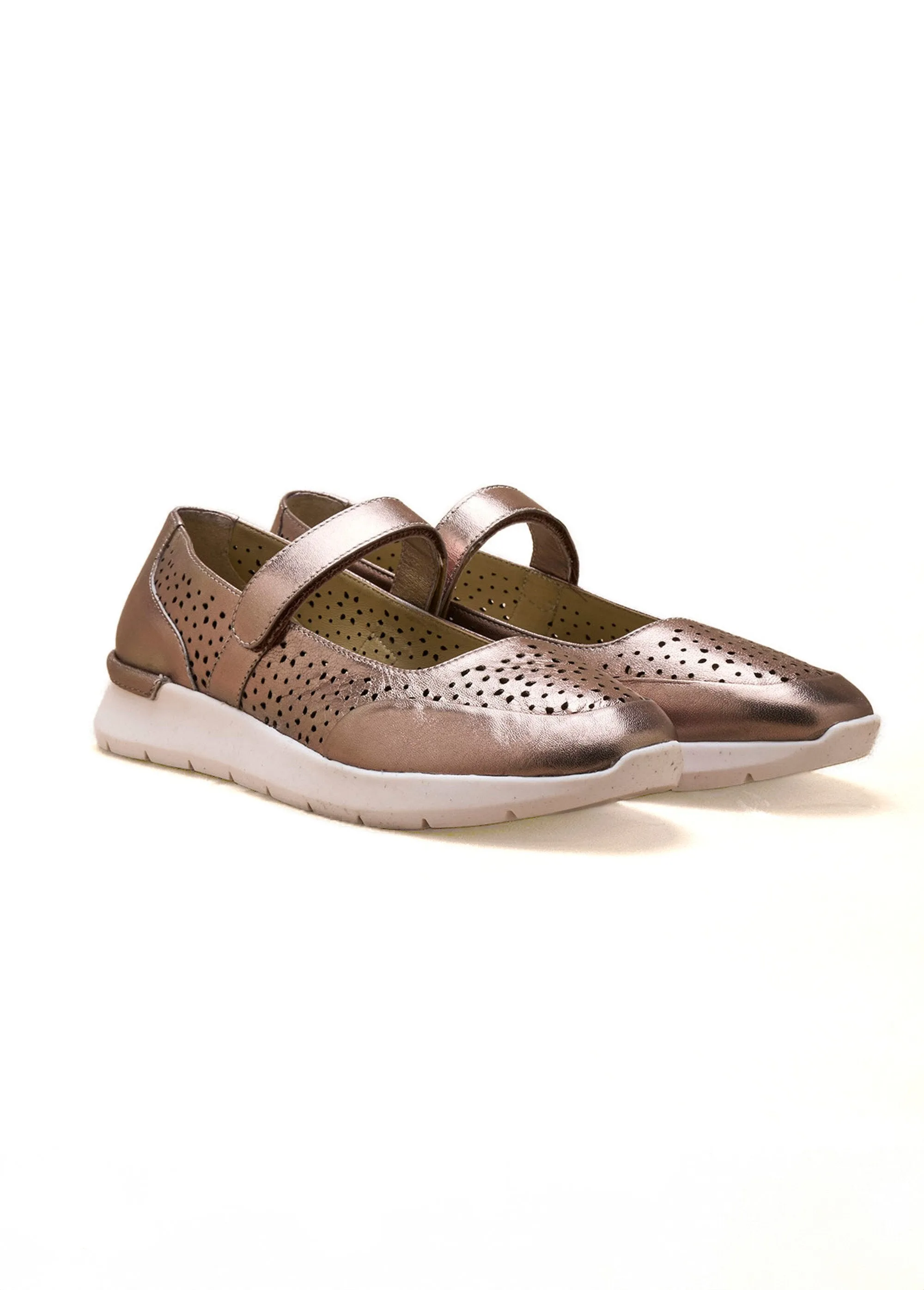 Perforated leather strappy ballerinas