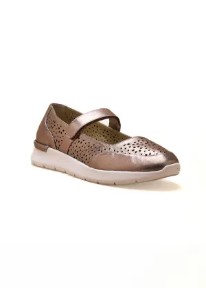 Perforated leather strappy ballerinas