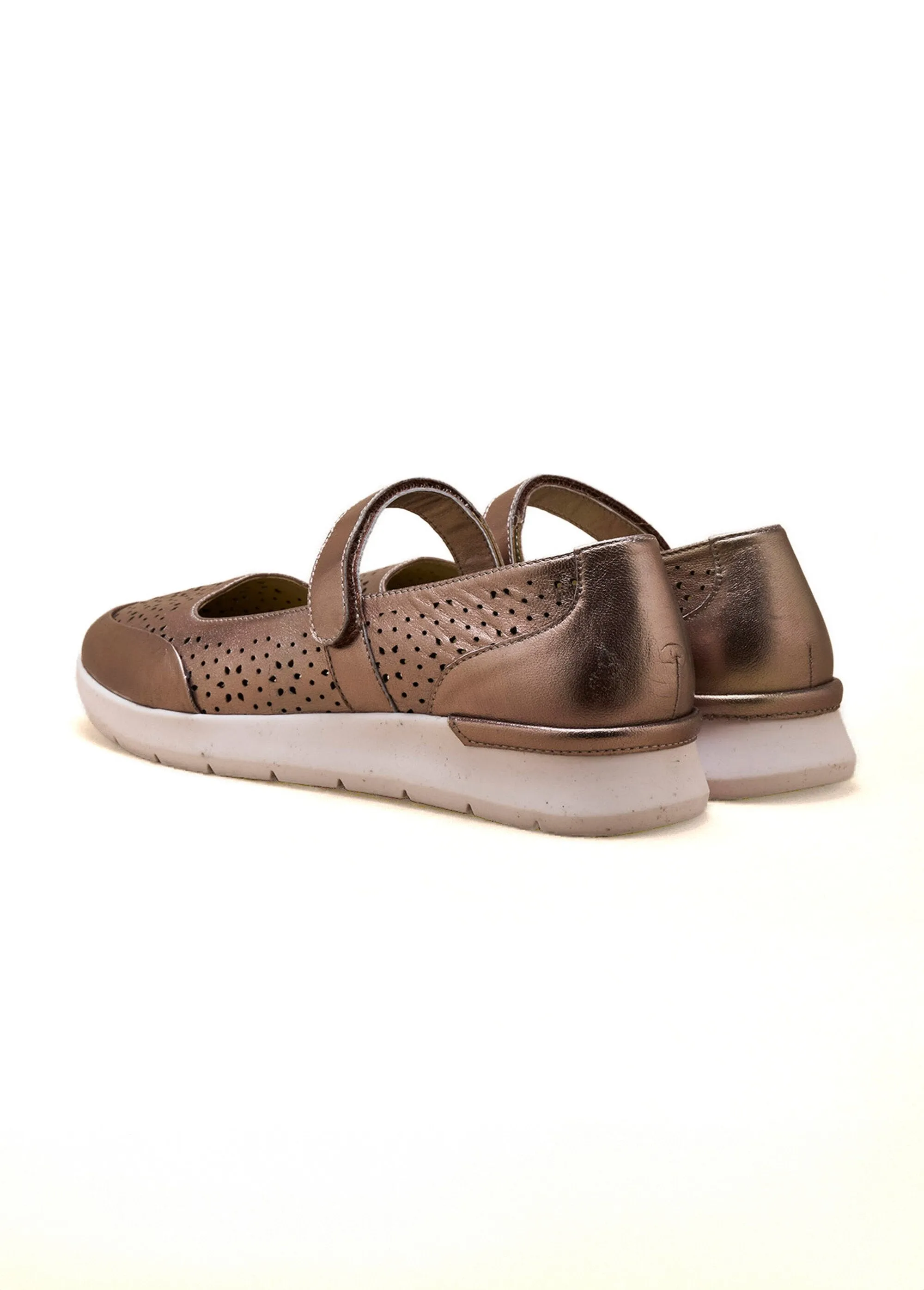 Perforated leather strappy ballerinas