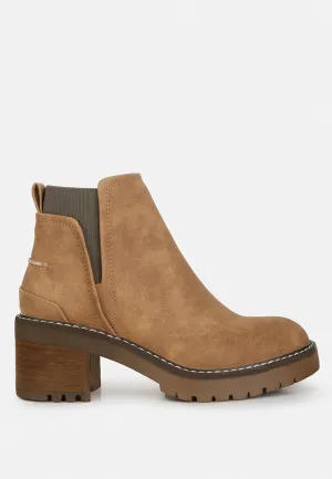 Pheonix Faux Leather Chunky Heel Ankle Boots By Ruw