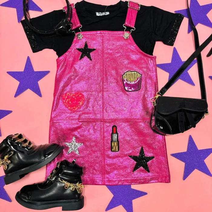 Pink Icon Overalls w/Sequin Patches