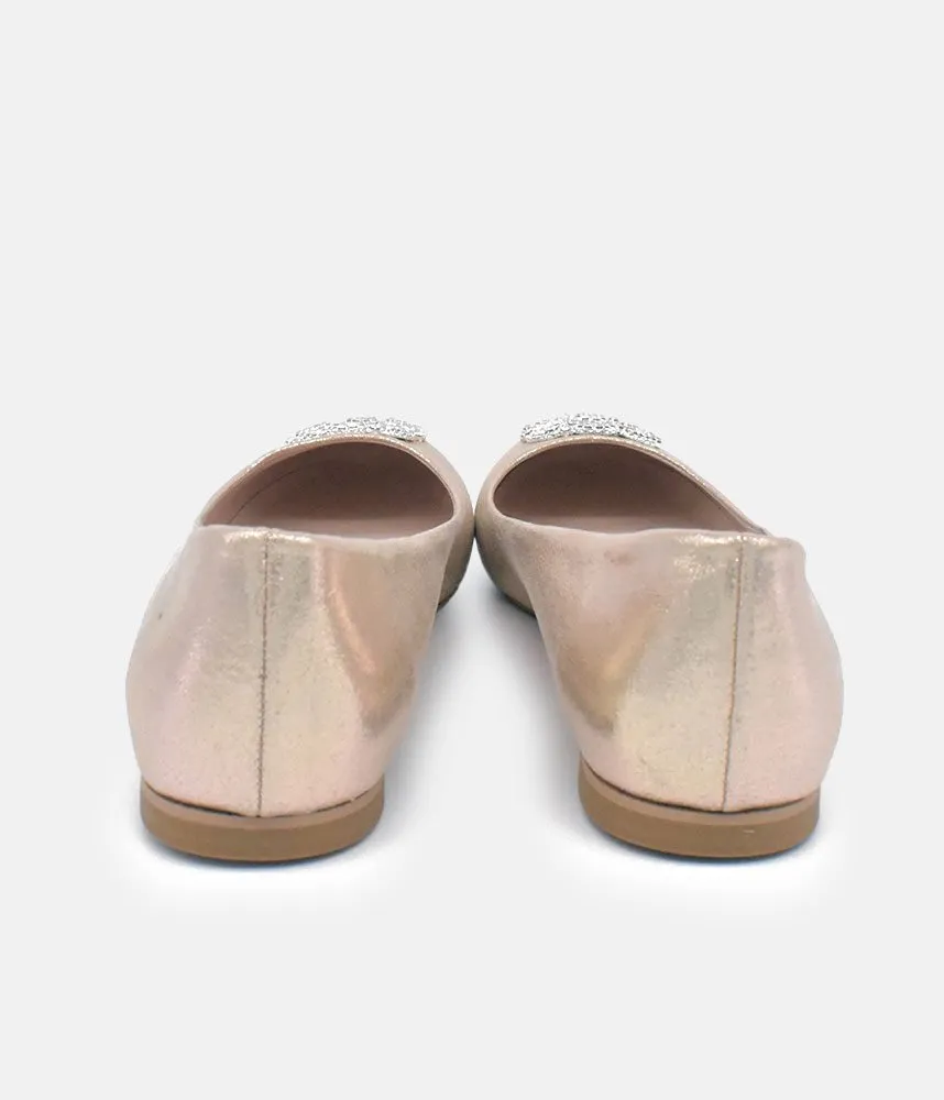 Plush Gold Embellished Ballet Flats