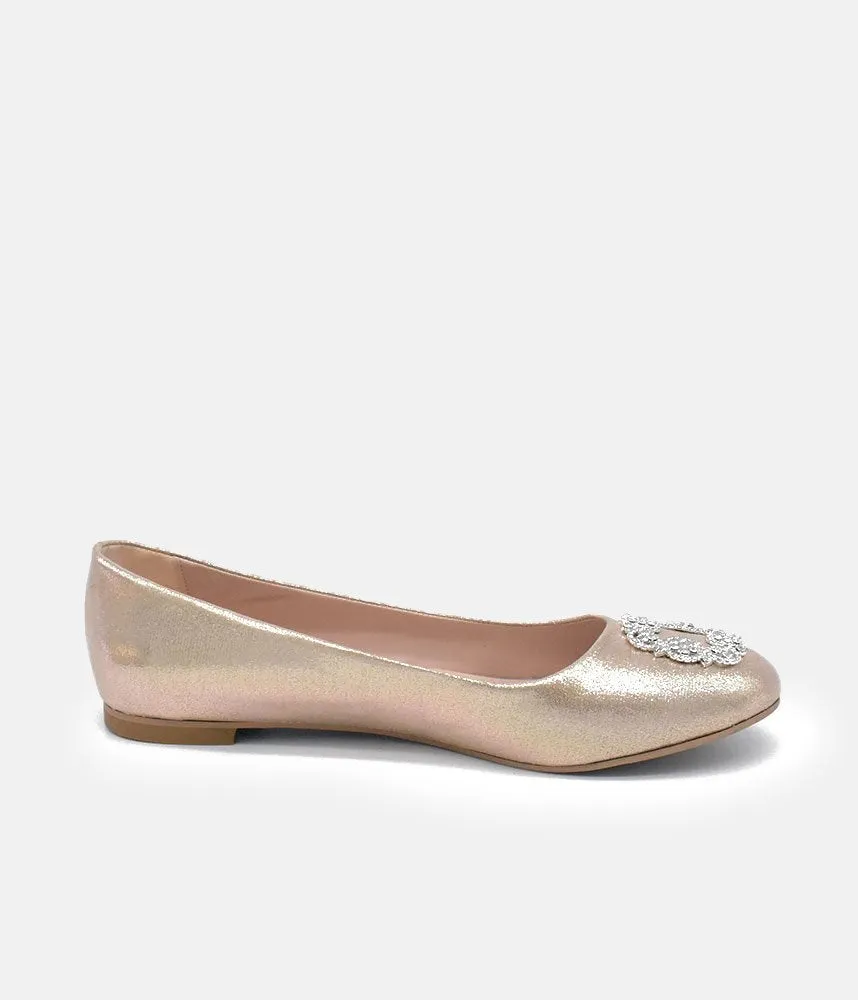 Plush Gold Embellished Ballet Flats