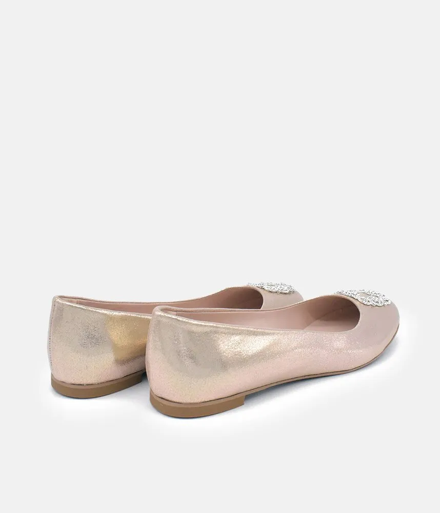 Plush Gold Embellished Ballet Flats