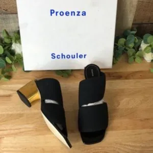 Proenza Schouler  Metallic Block Heel Mules  Black Size 38