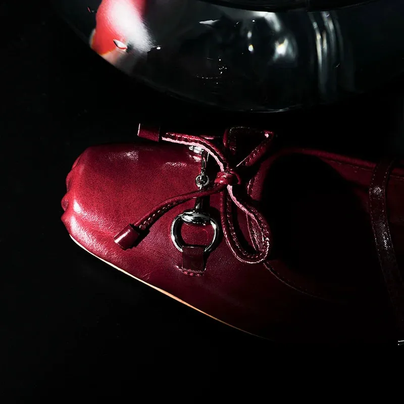 Red Leather Ballet Flats