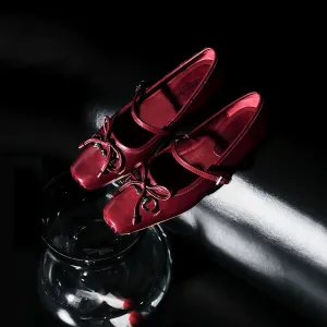 Red Leather Ballet Flats