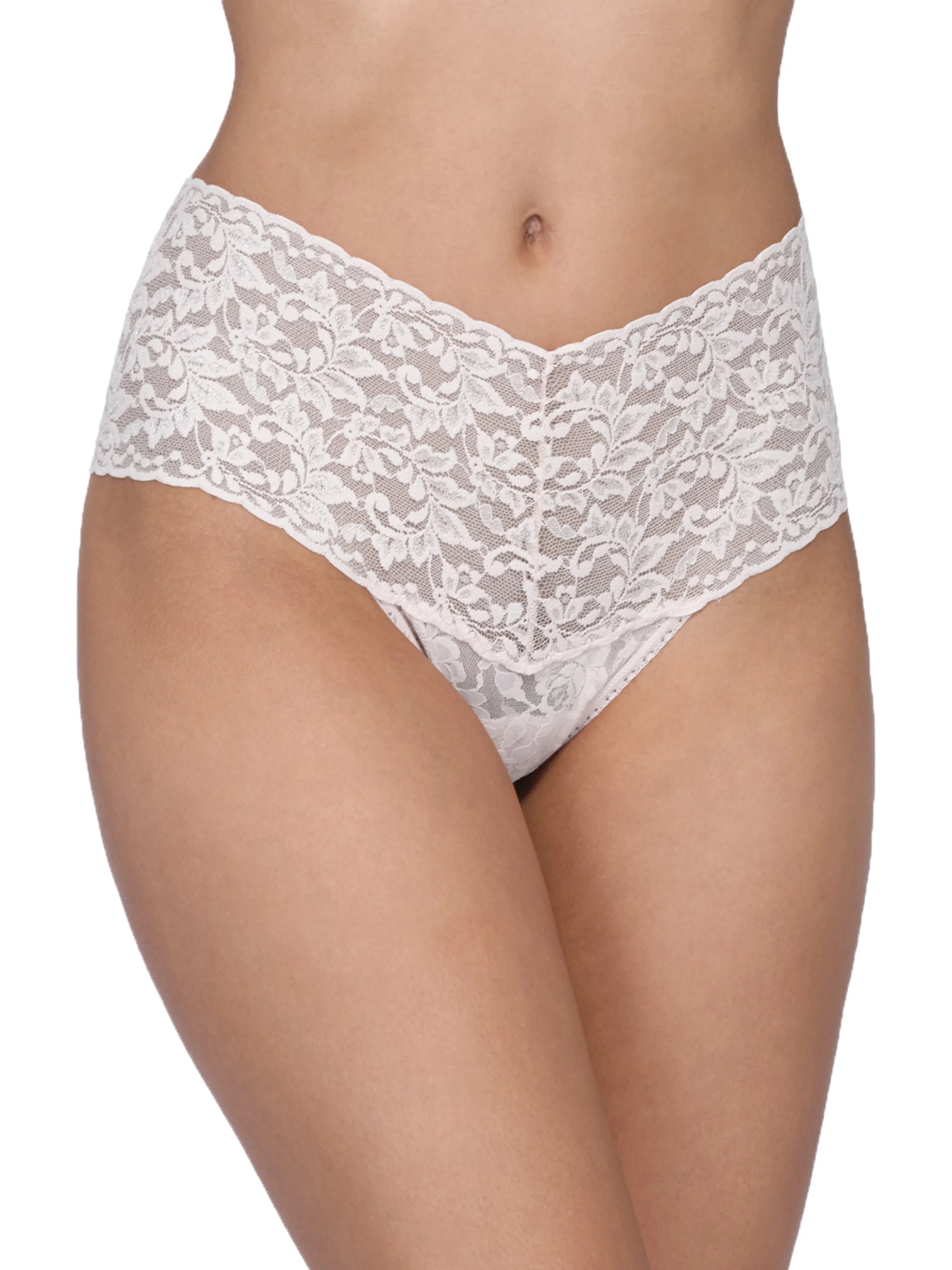 Retro Lace Thong White