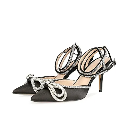 Rhinestone Ankle Strap High Heels