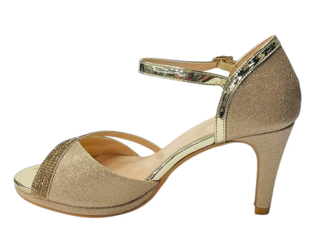 Rhinestone Glitter Ankle Strap Stiletto Heel Shoes