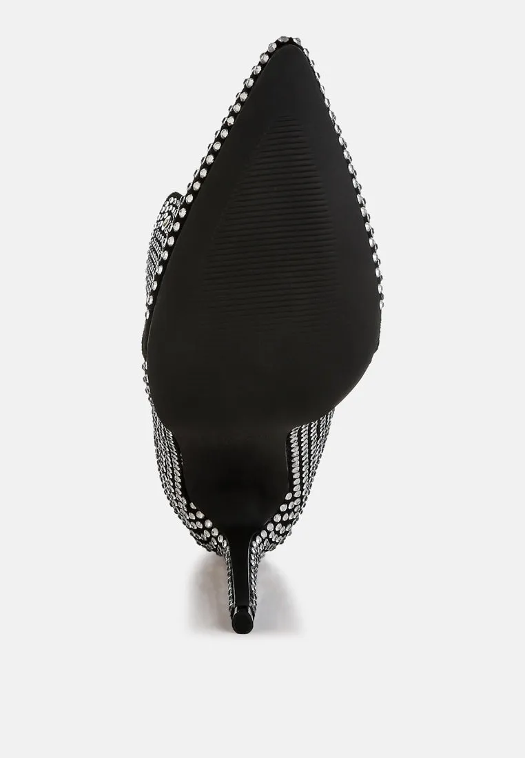 Rhinestones Embellished Calf Boots By RUW