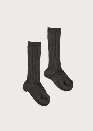Ribbed Knee Socks in Dark Grey (0mths-10yrs)