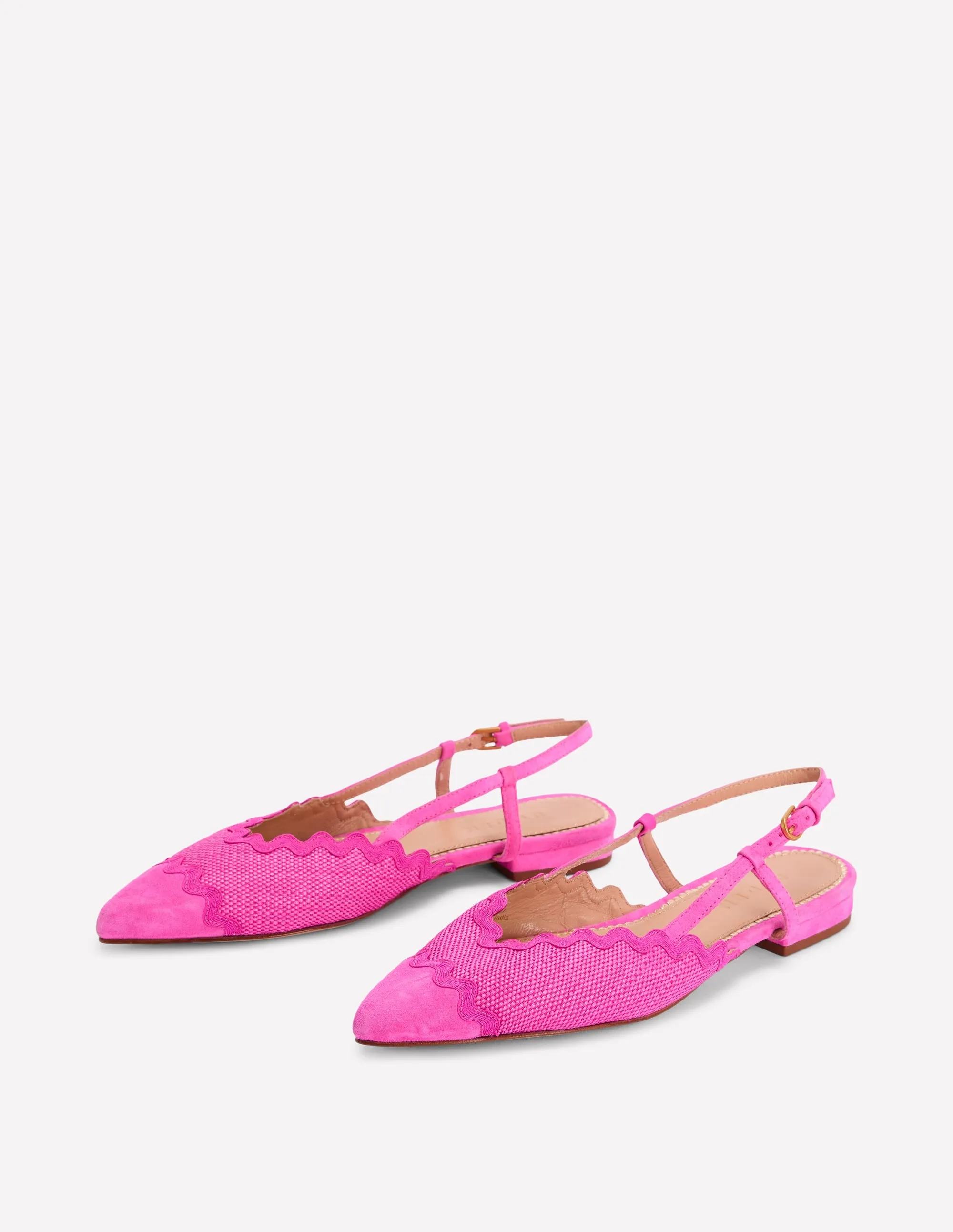 Ric Rac Detail Pointed Flats-Festival Pink