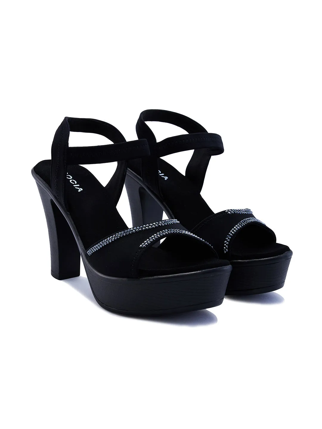 Rocia By Regal Black Women Diamond Studded Stilettos
