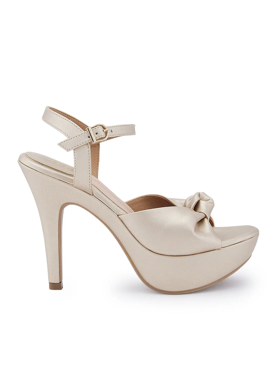 Rocia By Regal Gold Women High Heel Knotted Stilletos