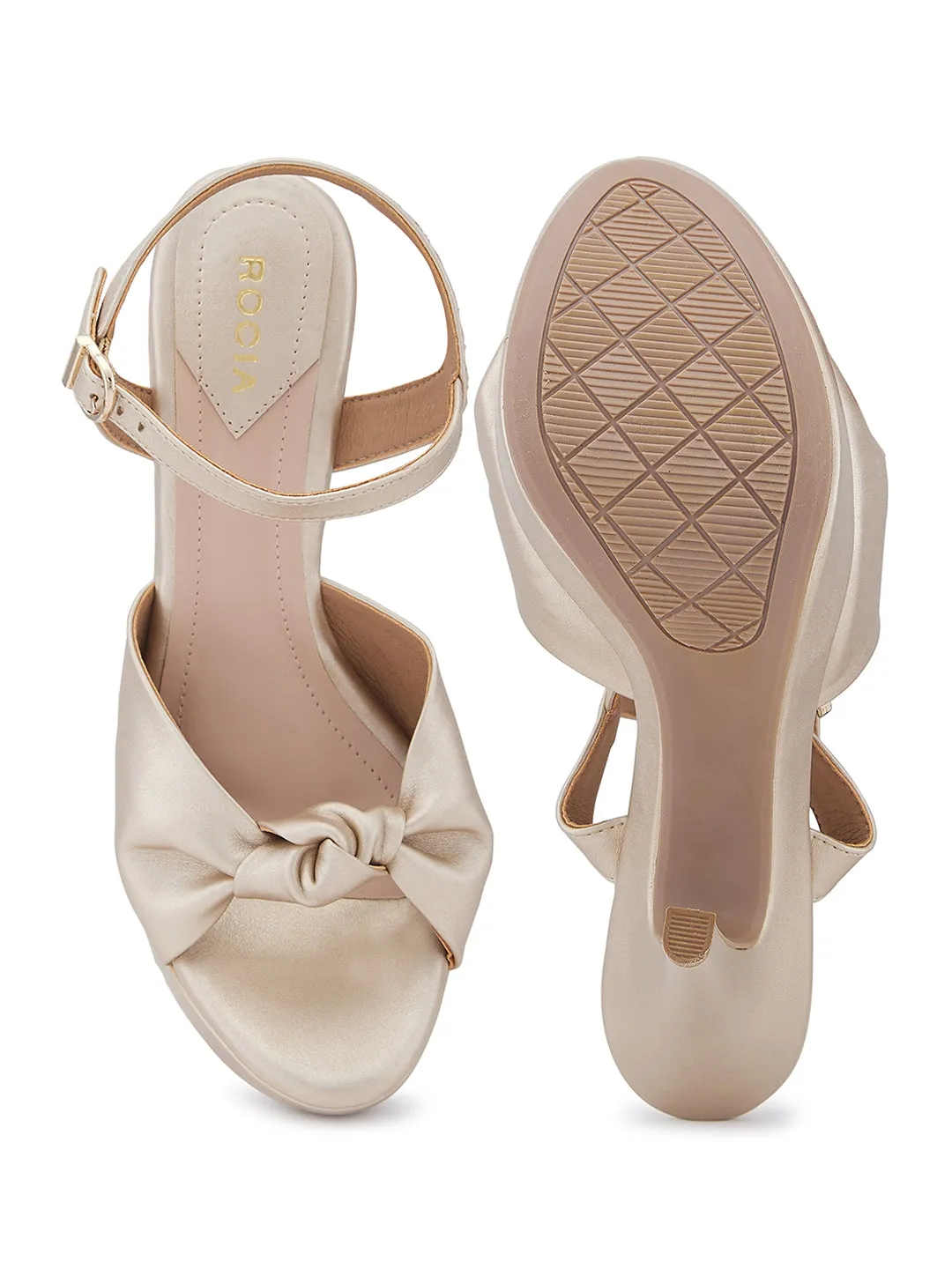 Rocia By Regal Gold Women High Heel Knotted Stilletos