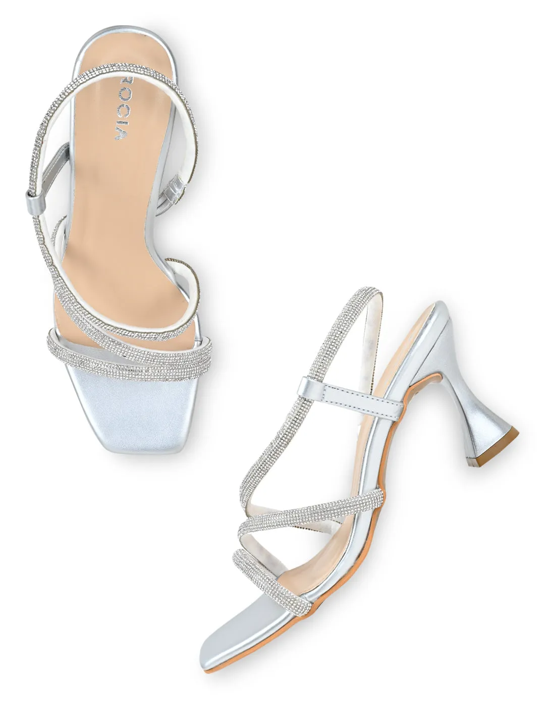 Rocia By Regal Silver Women Diamond Embellished Stilettos