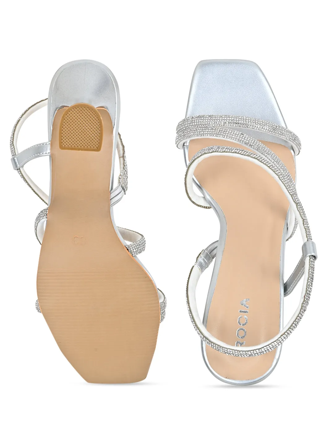 Rocia By Regal Silver Women Diamond Embellished Stilettos