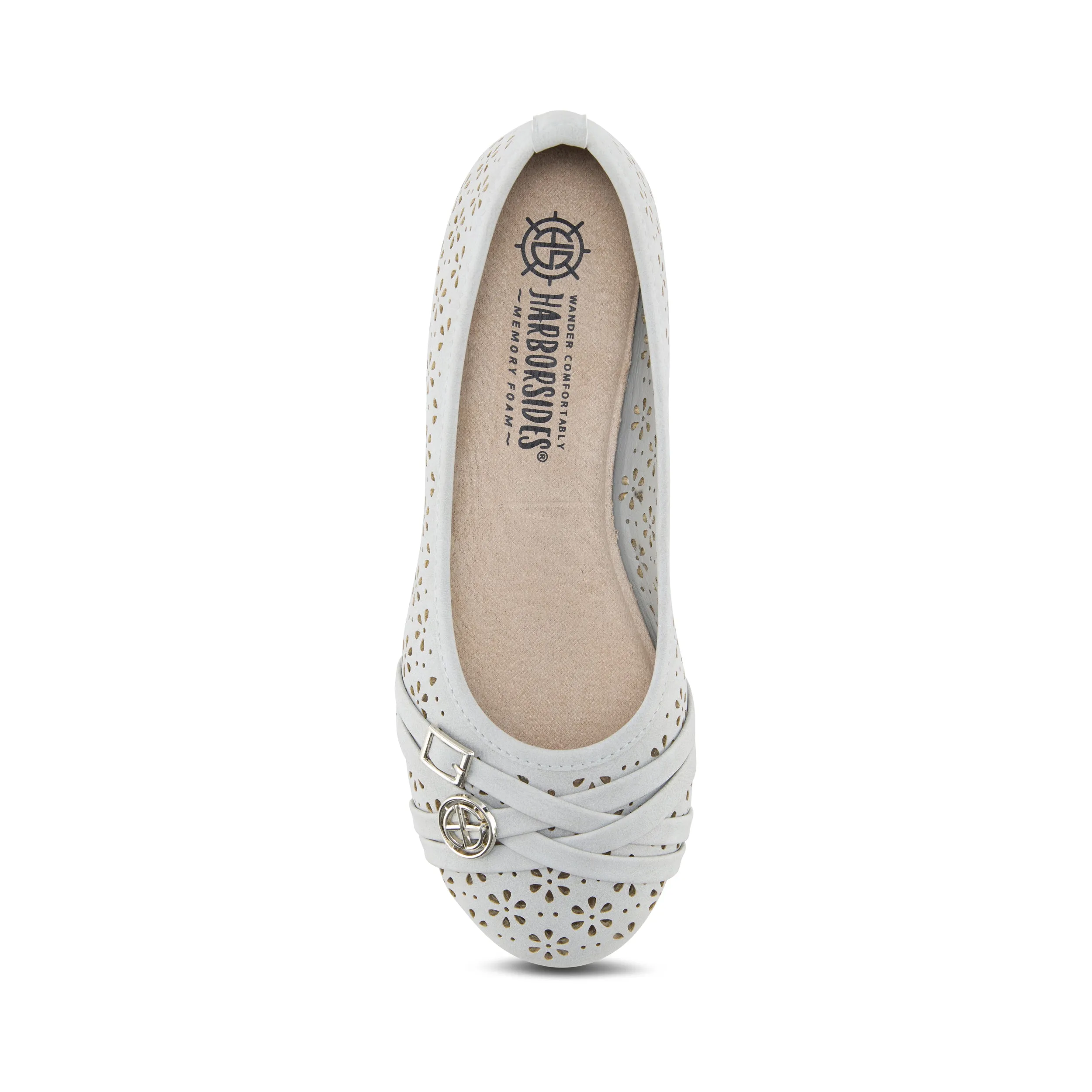 Round Toe Floral Cut Out Ornament Ballet Flat (Aster)