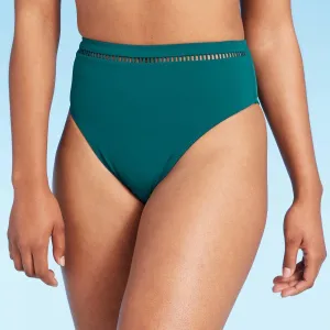 Shade & Shore Women's Ladder Trim High Waist High Leg Extra Cheeky Bikini Bottom