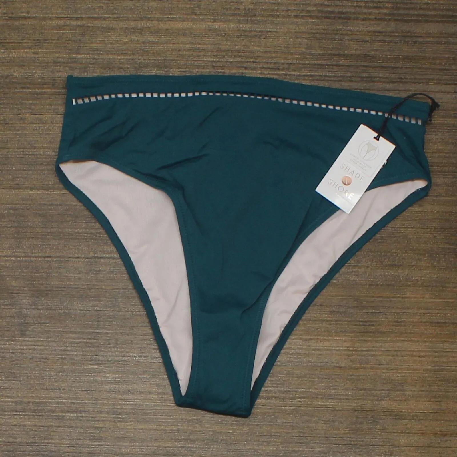 Shade & Shore Women's Ladder Trim High Waist High Leg Extra Cheeky Bikini Bottom